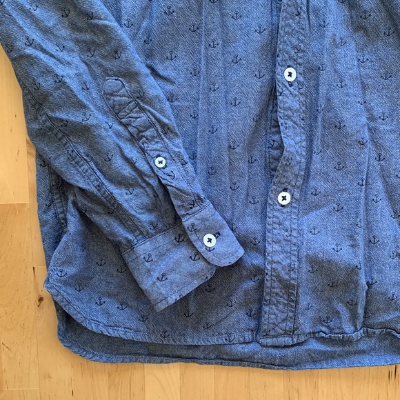 Men’s Denim Button Up with Anchor Pattern - Picture 3 of 3